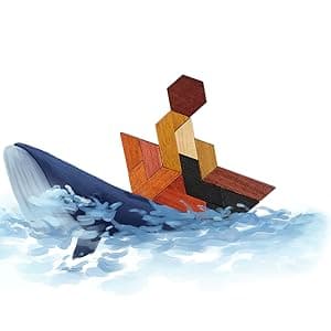 KINGOU Hexagon Tangram Puzzle Wooden Brain Puzzles for Kids & Adult Challenge Wooden Brain Teasers Puzzle Games for Family Party Gift - Brain Games for Kids