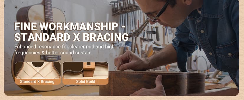 41" Acoustic Guitar for Beginners Adult Full Size Cutaway Guitarra Acustica Bundle with Gig Bag, Tuner, Strap, Strings, Picks,Capo, Black