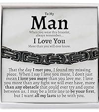 Love You This Much Steel Twist Bracelet for Him - Birthday & Wedding Gift for Husband, Boyfriend, or Fiance