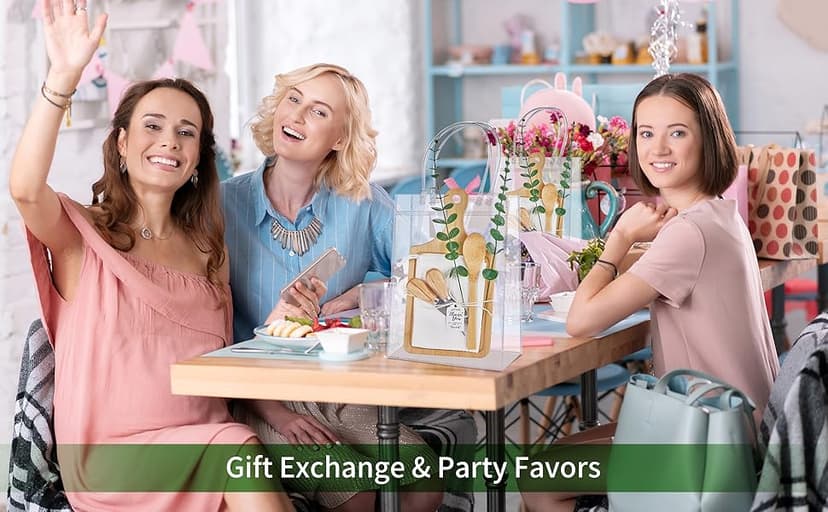 55Pcs Baby Shower Prizes for Game Winners 6 Sets Bamboo Cheese Board Spoon Fork Butter Spreaders Plaid Towel Thank You Card and Gift Bags for Baby Shower Wedding Bridal Shower Favors