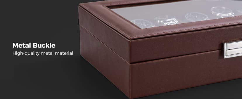 ProCase ProCase Watch Box Organizer, 12 Slot Watch Display Case With Glass Lid, Watch Storage Holder Mens Watch Case, Anniversary Birthday Valentine Gifts for Men Women -12 Slot, Brown