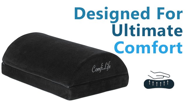 ComfiLife Foot Rest for Under Desk at Work – Adjustable Height Memory Foam Foot Stool for Under Desk, Office Chair & Gaming Chair – Ergonomic Footrest for Back & Hip Pain Relief (Black)