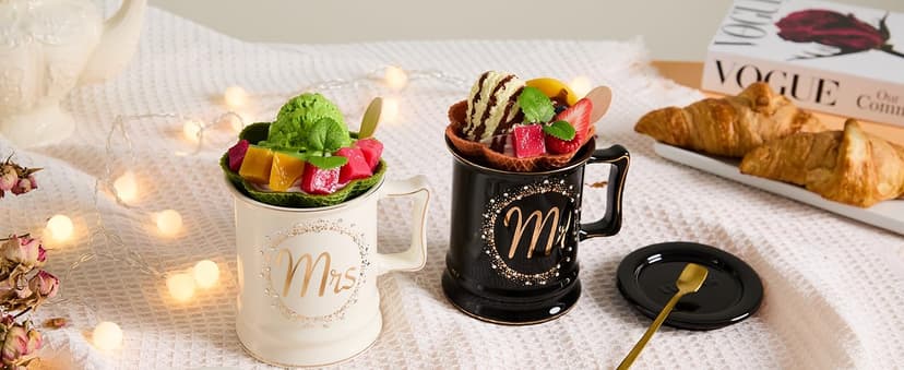 Luspan Wedding Gifts, Mr and Mrs Coffee Mug Gifts for Couples, Bride and Groom