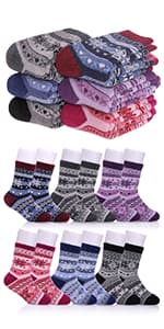 FNOVCO Girls Knee High Socks Kids Crazy Fun Gift Cute Animal Patterns Cotton Long Socks 6 Pairs