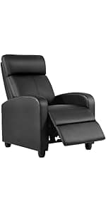 FDW Recliner Sofa Massage Chair Home Theater Seating with Lumbar Support and Padded Backrest for Living Room and Bedroom (Leather, Black)