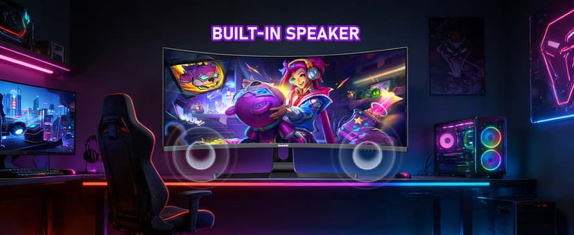 Gawfolk 34 Inch Ultrawide Curved 200Hz Gaming Computer Monitor,1500R PC Screen 21:9 UWQHD (3440x1440),120% sRGB,Adaptive Sync,Built-in Speaker,Display Port、HDMI,Compatible with Wall mounting -Black
