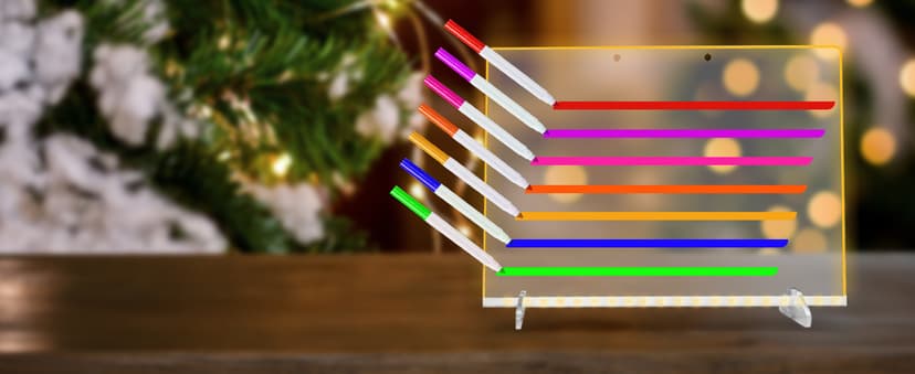 LED Note Board with Colors, 13.7"X10" 4 Modes & 7 Colors Acrylic Dry Erase Board with Light, Include Adapter, Hanging Chain, Led Drawing Board for Kids with Stand, 7 Markers, Spray Bottle