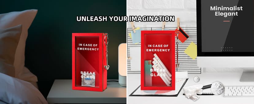 Funny Gift Emergency Box - Create Self Defined Idea Jar w/Hammer, Break in Case of Emergency Box - Desk Decor - Personalized Gag Gift for Friends Coworkers
