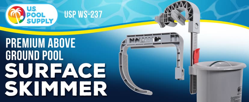 U.S. Pool Supply Pool Skimmer - Above Ground Pool Skimmer, Floating Pool Surface Skimmer, Pool Accessories - Clean Debris Basket, Wall Mount, Attaches to Inflatable Collars, Tubular and Metal Frames