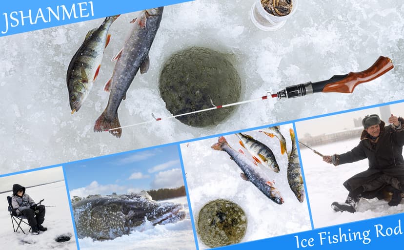 Ice Fishing Rod Portable Lightweight Spinning Rod Ice Fishing Pole Winter Ice Fishing Gear for Trout Walleye Perch Panfish Crappie