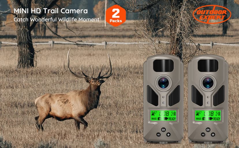 20MP Mini Trail Camera 1080P Hunting Trail Camera with No Glow 940nm Night Vision Motion Activated IP66 Waterproof,80ft Illumination Range Hunting Game Cam for Wildlife Monitoring- Grey-(2 Packs)