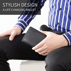 Sigtrenx Leather Wallets for Men, Genuine Leather Mens Wallets Bifold Rfid Blocking with 2 ID Windows