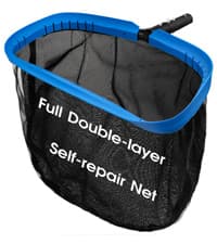 Upgraded Full Double Layer Pool Net Rake,17.5'' - Outer Heavy Duty Self-Repair Net & Inner Fine Mesh Net for Particle Debris, Above Ground & In-ground Swimming Pools, No Poles