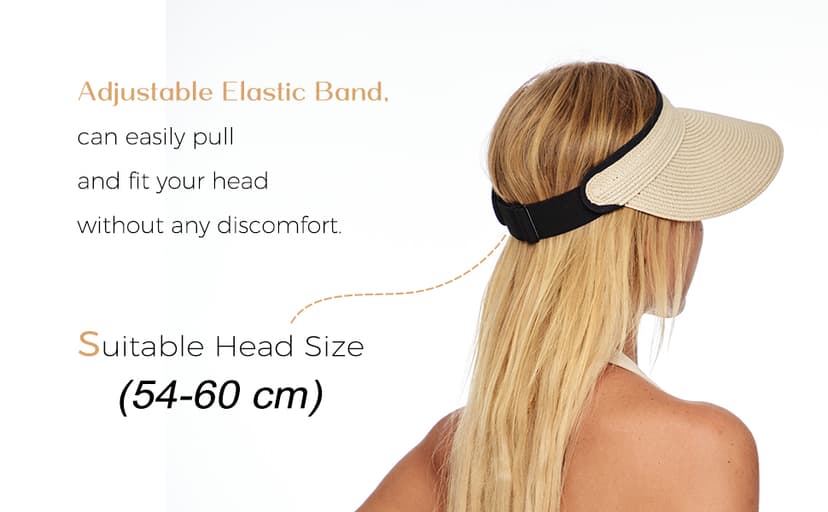 FURTALK Womens Sun Visor Hat Straw Sun Visors for Women Summer Packable Ponytail Beach Hats for Women Travel UPF 80+