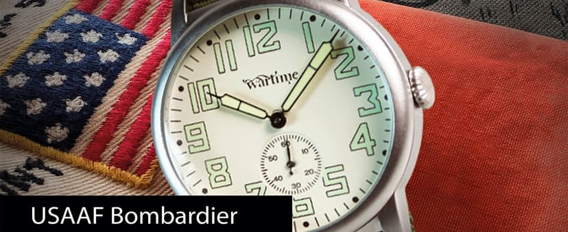 WTI WORLD TIME INTERNATIONAL WARTIME | WW2 Military Watch – Vintage USAAF Watch, Swiss-Quartz Movement with Canvas strap and leather lining, 10 ATM Water Resistant. The Perfect WW2 Memorabilia. Mens Watches for Ever