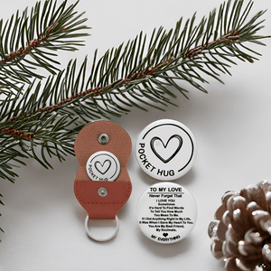 Aesnefe Pocket Hug Token Inspirational Reminder Gifts Mental Health Thinking of You Gift Self Love with PU Leather Keychain