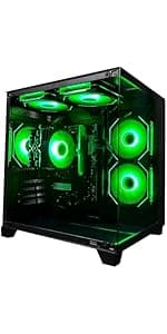 ALCPOK PC Gaming Desktop AMD Ryzen 7 5700G RAM 16G 3200MHz DDR4 1TB M.2 Prebuilt Computer Tower 550W Bronze Power Supply ARGB Air Colling Computer for Office Game