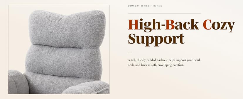 Dowinx Big and Tall Office Chair, Ergonomic Desk Chair with Thick Cushion, Wide Seat & Armrests Computer Gaming Chair,High Back Reclining Teddy Fleece Criss Cross Chair with Foot Rest, Gray