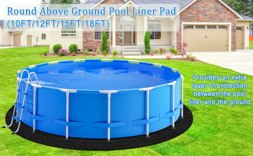 260G/M² Pool Pads for Above Ground Pool, 15FT Round Under Pool Mat Made of Durable and Prevents Puncture Geotextile Material to Protection and Extend The Life of Inflatable Swimming Pool or Hot Tub