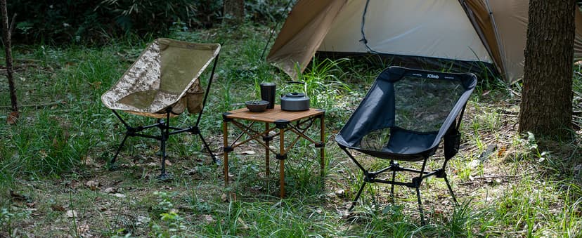 iClimb Ultralight Compact Camping Folding Beach Chair with Anti-Sinking Large Feet and Back Support Webbing (Black - Square Frame)