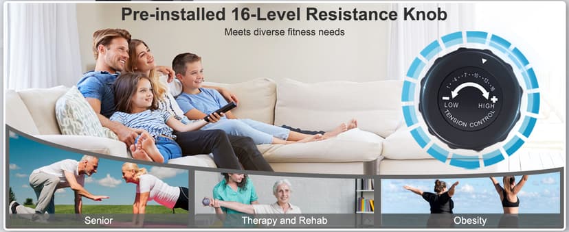 Recumbent Exercise Bike for Seniors - 400LB Weight Capacity Recumbent Bikes with Comfortable Seat, Pulse Sensor, 16-level Resistance, LCD Monitor