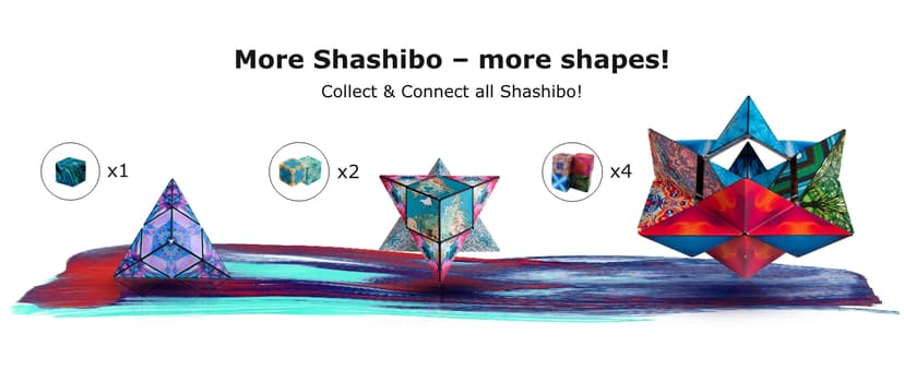 SHASHIBO Shape Shifting Box - Award-Winning Fidget Toy w/ 36 Rare Earth Magnets - Fidget Cube Transforms Into Over 70 Shapes, Sensory Toy Gift for Kids, Teens, and Adults (Wings)