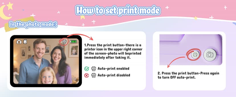 Kids Camera, 1080P Instant Digital Print Camera for Kids, Christmas Birthday Gifts for 4 5 6 7 8 9 10 Year Old Girls Boys, Portable Toy with 32GB SD Card & 3 Rolls Printing Paper, Purple