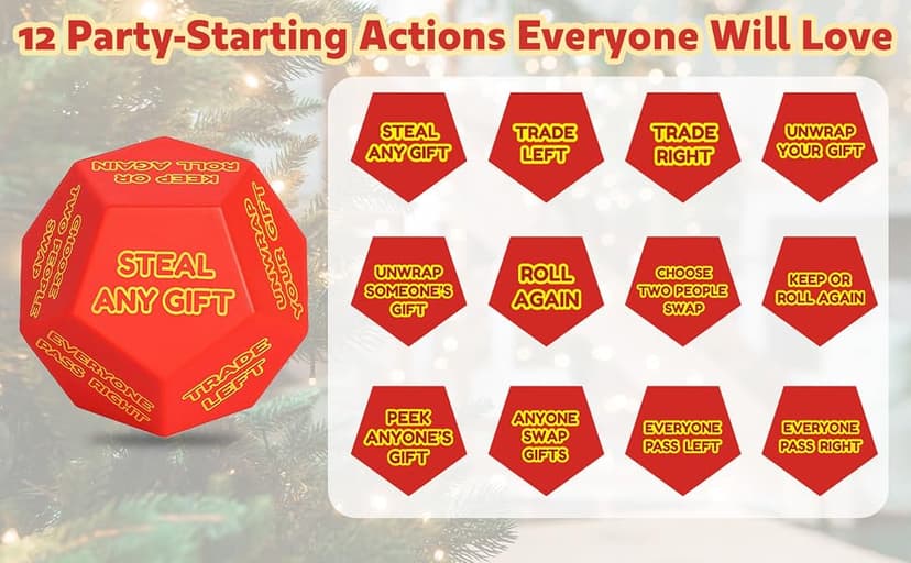 Christmas Gift Exchange Games for Family Party, Gifts Swap Dice Game for Teens Adults Stocking Stuffers Gag Chrismas Santa Swap Gift Exchange Dice Christmas Stuffers White Elephant Dice Games B0FWKMM264