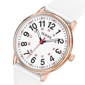 TKIIOER Nurse Watch for Nurse Medical Professionals Students Women Men, 50M Waterproof 12/24 Hour Military Time Luminous Easy Read Dial, Second Hand Watch for Nursing