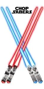 Lightsaber Chopsticks Light Up - LED Glowing Light Saber Star Wars Chop Sticks - Reusable Sushi Lightup Sabers Chopstick Set Of 1 Blue Pair