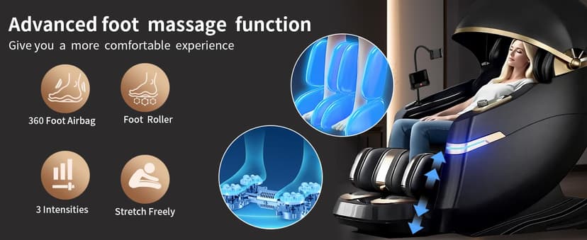 Full Body Zero Gravity Massage Chair, 51'' SL Track with 3 Levels Zero Gravity & Body Scan, 20 Auto Massage Programs, 3D Shiatsu Deep Tissue Massage, Foot Rollers, Airbag, Heating, Yoga Stretch
