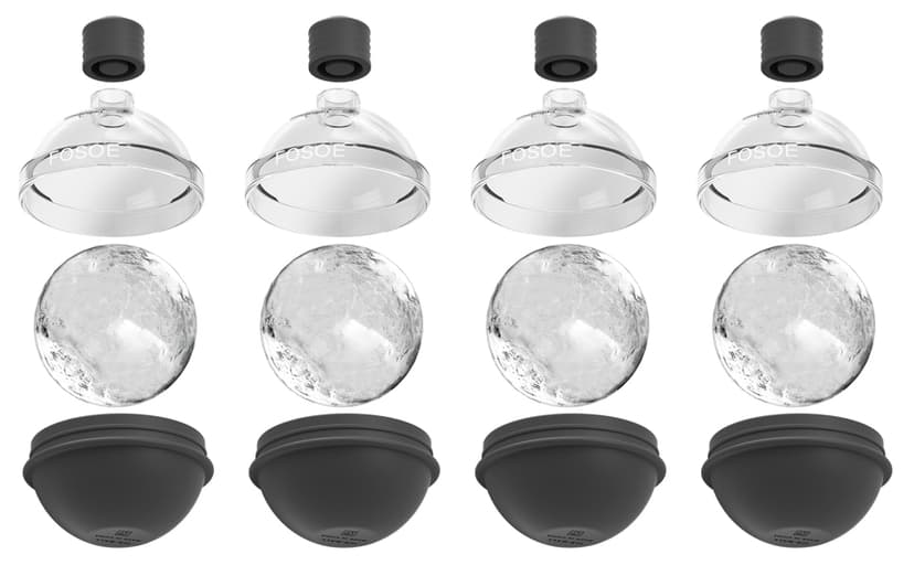 Silicone Ice Ball Molds for Whiskey - Set of 4 Round Makers with Lids for Cocktails, Bourbon, and Drinks