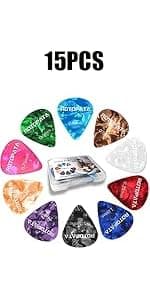 ROTOPATA Acoustic Guitar Strap with Pick Holders, Adjustable Leather Straps with 2 Buttons 2 Locks 3 Guitar Picks, Guitar Accessories for Electric Bass Ukulele, Black