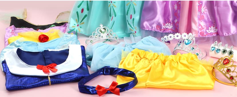 LIMIROLER Princess Dress Up Clothes for Little Girl Role Play Costume Gift Set Princess Dress Up Toys for Toddler Girls B0DF2V6NHW