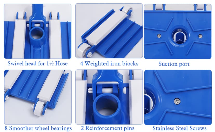 Zhengjiake Pool Vacuum Head with Wheels,14" Heavy Duty Head, Pool Cleaner Vac Head, Flexible Swimming Pool Vacuum Head with Swivel