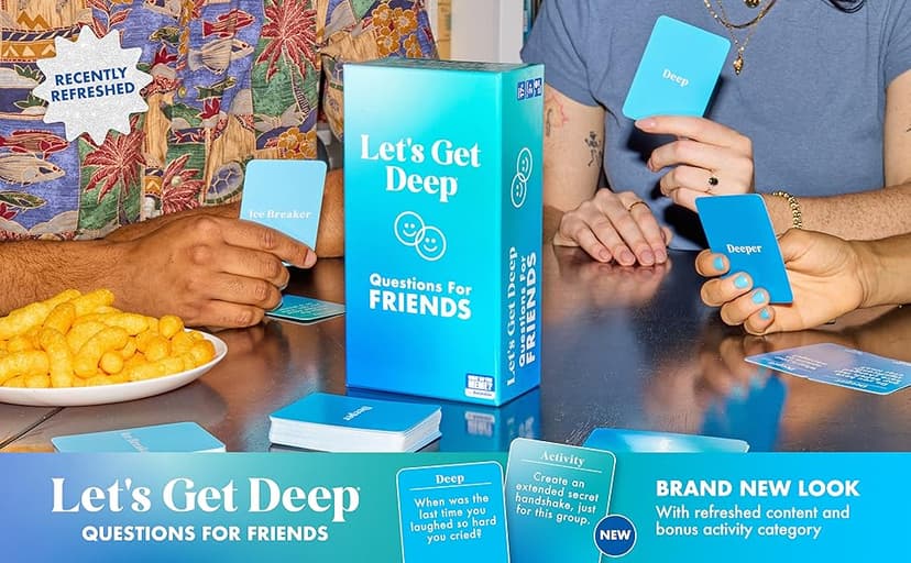 Let's Get Deep: Friends Edition by Relatable, Fun Group Card Game, Easy Adult Game for Game Night, Perfect for Party Games with Friends, Includes 400 Question Cards, Three Increasingly Personal Levels