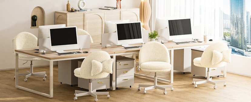 GTPLAYER Velvet Tall Office Chair with Wheels Vanity Chairs with Back, Versatile Height Use: Office to Bar Stools Small Ergonomic Comfy Armlees Computer Desk Chair with Bow Lumbar Pillow for Gift