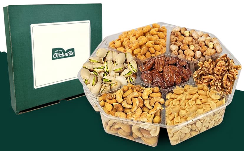 Holiday Nuts gift Basket - With a Variety of Freshly Roasted Nuts - Beautifully Packaged Gift Baskets for Men, Sympathy Basket For Dad, Christmas Healthy Gift.