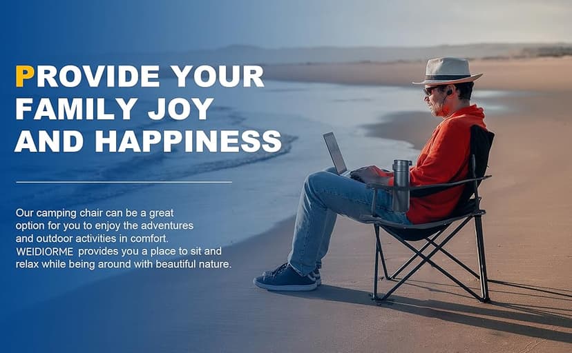 WEIDIORME 2 Pack Lightweight Camping Chairs for Adults & Teens, 250LBS Capacity Foldable Portable Chairs with Carry Bag, Compact Design for Camping, Beach, Picnics, and Outdoor Events