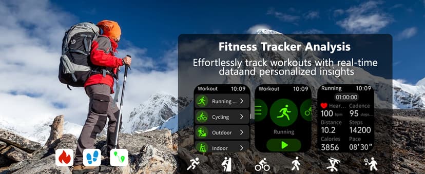 Health Smart Watches for Men Women - 1.87'' Large Display Fitness Trackers Watch with Heart Rate, Blood Pressure, Blood Oxygen, Sleep & Stress Track, 110+ Sports Modes, IP68 Waterproof Watch,Black