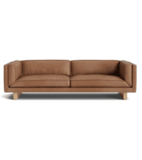 Valencia Varese 90" Full Leather Couch Cognac Tan Brown- Italian Nappa Leather Modern Cloud Couch for Living Room/Apartment Furniture