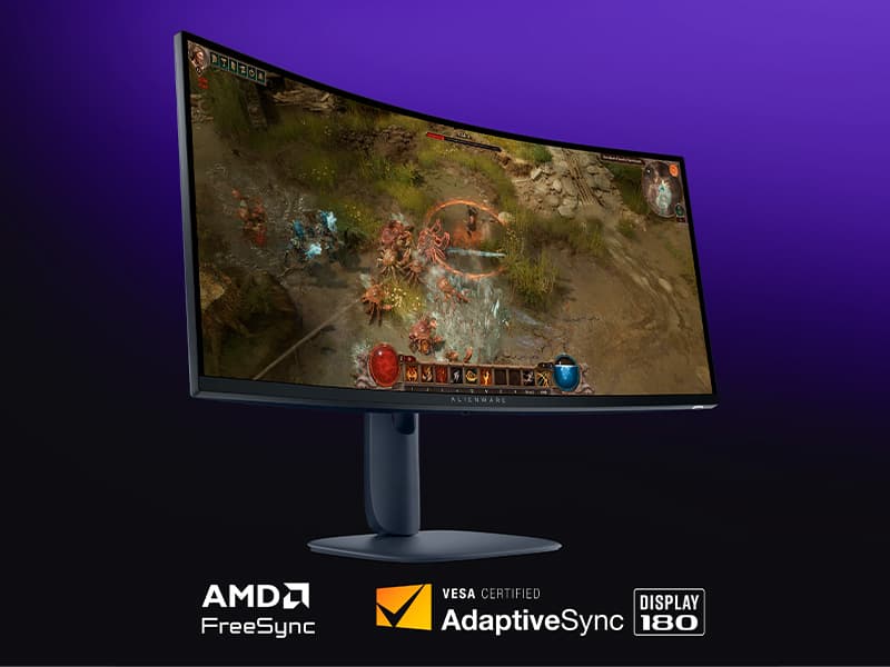 Alienware 34 Curved Gaming Monitor – AW3425DWM - 34-inch WQHD 180Hz 1ms Display, 1500R, AMD FreeSync Premium, VESA AdaptiveSync.