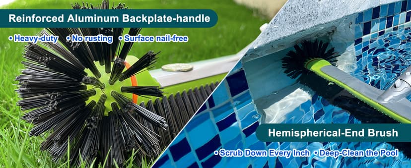 Sepetrel Deluxe Swimming Pool Cleaning Kit Including Professional Leaf Skimmer Net,Half-Depth Fine Mesh Net,17.5" Pool Brush Head & Hand Scrub Brush(NO Pole)