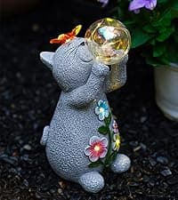 Goodeco Dog Statue with Solar Butterfly - Ideal Gifts for Dad, Mom or Birthdays, Beautifully Crafted Outdoor Decorations to Wow Your Guests