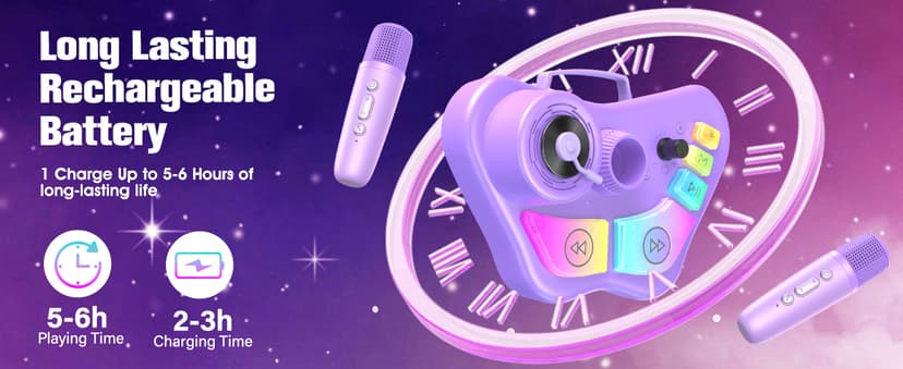 Stand Karaoke Machine for Kids, Christmas Singing Toys Gifts for 3 4 5 6 7 8 Year Old Girls Boys, Rechargeable Kid Microphone Bluetooth Speaker with 2 Mic for Girl Age 4-6 Toddler Birthday Party Toy B0G6LBYTJ2