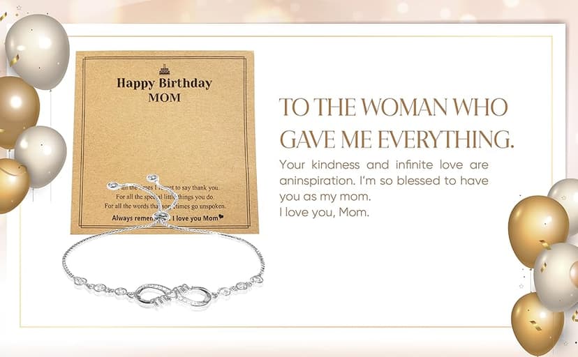 Infinity Love Heart Happy Birthday Mom Bracelet, Mom Birthday Gifts From Daughter, Son, Things To Get Your Mom For Her Birthday, Unique Jewelry For Women, Regalos Para Mamá Cumpleaños
