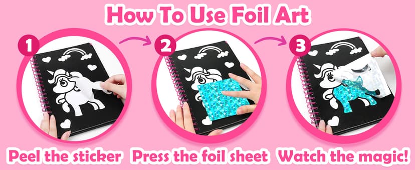 Mess-Free & No-Glue Activity,Kids Ages 4-10 Create 16 Sparkly Princess Unicorn Pictures,Halloween Toy & Birthday Gift for Kid FUNNYB&G Foil Art Craft Kit for Kids, Halloween Crafts Gift Toy for Kids B0DK6DYYD8
