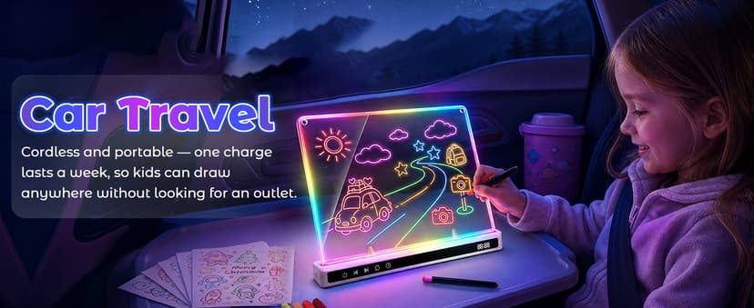 USB-C Rechargeable, 3mm Acrylic Surface, 7 Markers, Tracing Book, Clean Kit, Washable Eraser KVXAJWOT 16" LED Drawing Board, 16 Light Modes, 8 Colors, Built-in Stand B0H9L6KVJH