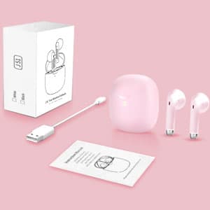 Wireless Earbuds, Bluetooth 5.4 Earbuds Stereo Bass, Bluetooth Headphones in Ear Noise Cancelling Mic, Wireless Earphones IP7 Waterproof Sports, 32H Playtime Mini USB C Charging Ear Buds Light Pink