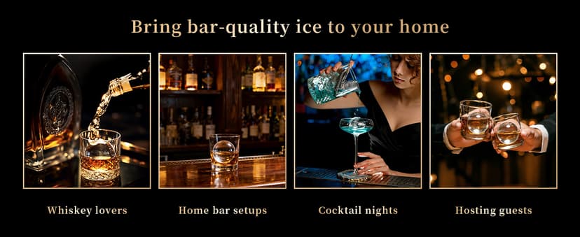 Clear Ice Ball Maker for Whiskey: 2.5" Crystal Clear Ice Maker - Large Ice Sphere Maker for Bourbon & Cocktails - Easy Release Silicone Ice Cube Maker for Home Bar